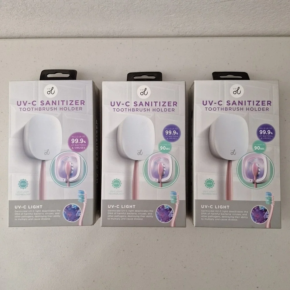 3 Packs, Vie UV-C Toothbrush Sanitizers Portable Sterilizer Cover Holder Case